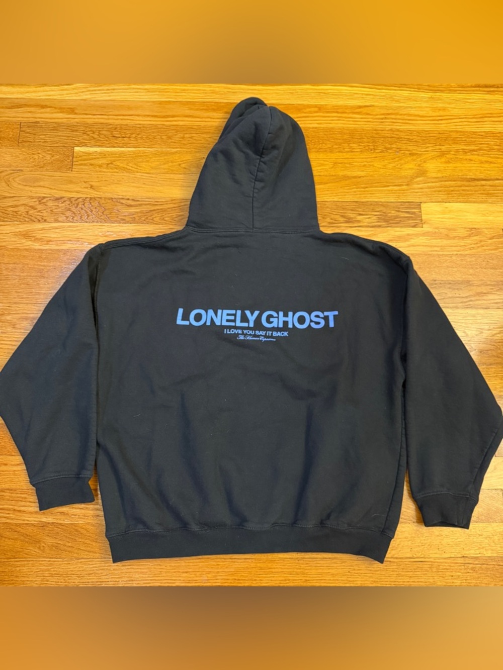 LONELY GHOST I Love You Say It Back Black Hoodie Sweatshirt - Size Est. Large